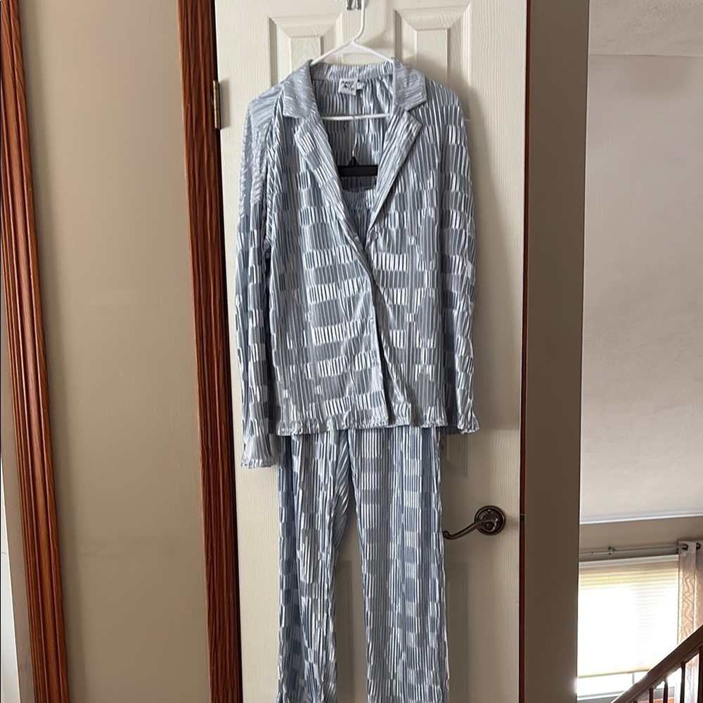 Striped Pajama Set in Blue and White